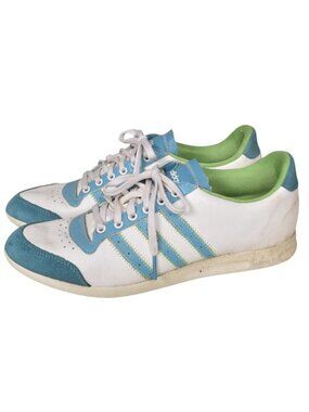 Adidas Spikeless Golf Shoes Leather White Blue Green Athletic Size 8